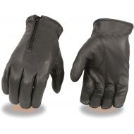 Milwaukee Leather SH226D Mens Black Unlined Leather Gloves with Zipper Closure