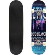 Mulluspa Classic Concave Skateboard Shiny Chrome Alphabet in 80s Retro Futurism Style Vector Font on Longboard Maple Deck Extreme Sports and Outdoors Double Kick Trick for Beginners and Pro