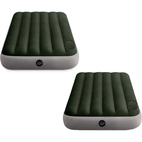 인텍스 Intex Dura-Beam Standard Series Downy Portable Inflatable Airbed with Built-In Foot Pump, Twin Size (2 Pack)