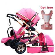 Babyfond JTBS Travel System Jogger,3 in 1 Folding Baby Strollers Buggy+Baby Carrier Bag for Girl,Pink,West Red