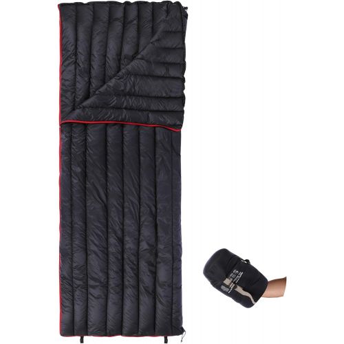  REDCAMP Ultralight Down Sleeping Bag for Backpacking, 78.7x31.5” Envelope 59 Degree F 800 Fill Goose Down Underquilt Great for Adults Camping Hiking, Black