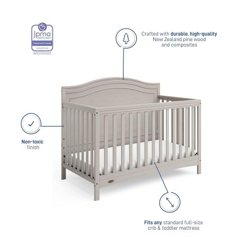 그라코 Graco Paris 4-in-1 Convertible Crib - Elegant Detailed Headboard, Converts to Toddler Day Bed, Full-Size, Non-Toxic Finish, Expert Tested for Safer Sleep, Brushed Fog
