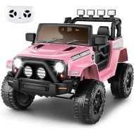 Hikole Electric Ride on Car for Kids, 12V Battery Powered Car w/Parent Remote Control, Music, Windshield, Spring Suspension, 3 Speeds, Gift for Boys & Girls - Pink