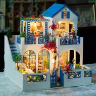 Vibola DIY Dollhouse Kit,Exquisite House Miniature Dollhouse Kits with Lights,Creative 3D Puzzle Handmade Furniture Craft Kits for Boyfriend Girlfriend Birthday Gifts