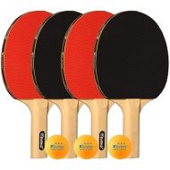 KEVENZ Ping Pong Paddle, Professional Table Tennis Racket, Patented Ping Pong Paddles with Long Handle, Family Ping Pong Racket Pack of 4