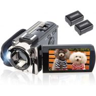 [아마존베스트]Video Camera Camcorder Digital Camera Recorder kicteck Full HD 1080P 15FPS 24MP 3.0 Inch 270 Degree Rotation LCD 16X Zoom Camcorder with 2 Batteries(604s)