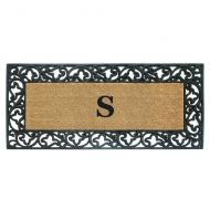 Nedia Home Acanthus Border with Rubber/Coir Doormat, 24 by 57-Inch, Monogrammed S
