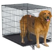 MISC 48 Inch Dog Crate, Collapsible Dog Cage Folding Kennel for Large Dogs, Black Metal Single Door Kennel Divider Panel Durable Sturdy Portable Space Saver Sliding Bolt Latch