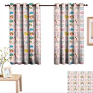 Luckyee Baby Decor Curtains by A Vast Collection of Toys Cartoon Drawing Stroller Drum Car Pacifier Slide Playthings 63x 63,Suitable for Bedroom Living Room Study, etc.