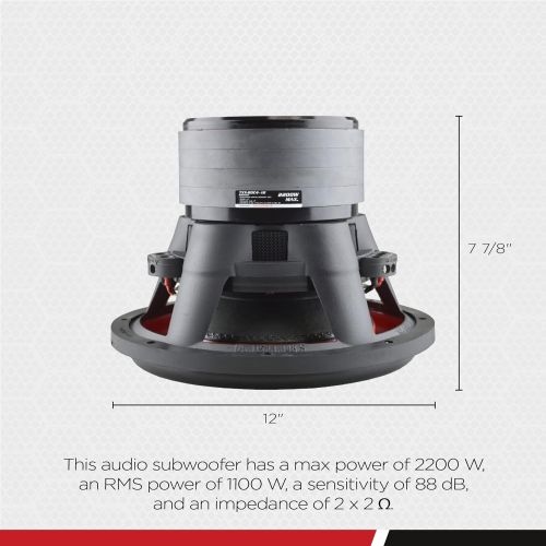  AudioPipe TXX-BDC4-12D 12 Inch 2,200 Watt High Performance Powerful Dual 2 Ohm DVC Vehicle Car Audio Subwoofer Speaker System, Black