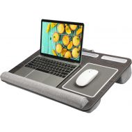 [아마존베스트]HUANUO Lap Desk - Fits up to 17 inches Laptop Desk, Built in Wrist Pad for Notebook, MacBook, Tablet, Lap Laptop Desk with Tablet, Pen & Phone Holder (Black Woodgrain, Big)