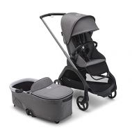 Bugaboo Dragonfly City Stroller with Full-Size Baby Bassinet and Toddler Seat, One Hand Easy Fold in Any Position, Full Suspension, Large Basket, Graphite Chassis and Grey Melange Sun Canopy