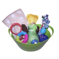 Woofer Dudes Dog Gift Basket for Large Dogs, Easter Dog Gift Basket of Assortment of Fun Durable Dog Toys and Cozy Blanket in Storage Bin