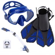 ELEMENTEX Snorkel Set Gear Includes Scuba Mask with Easy-Breath Dry Top Valve  with Improved Tempered Glass On The Snorkeling Mask