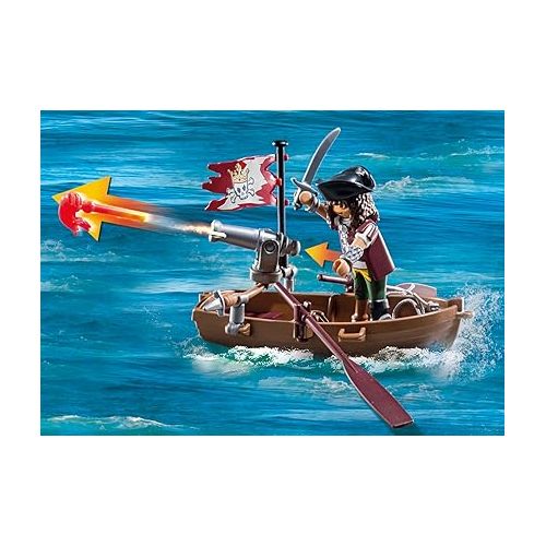 플레이모빌 Playmobil 71419 Pirates: Battle with The Giant Octopus, Octopus with Water-Spraying Function and Functioning Cannon, Fun Imaginative Role Play, playsets Suitable for Children Ages 4+
