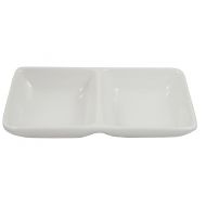 Sunrise Kitchen Supply Super White 2 Compartment Porcelain Divided Dish (12 Count) (6Lx3Wx1.25H) OT6706