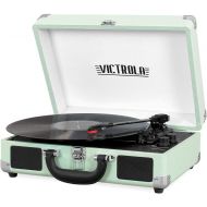 [아마존베스트]Victrola Vintage 3-Speed Bluetooth Portable Suitcase Record Player with Built-in Speakers | Upgraded Turntable Audio Sound| Includes Extra Stylus | Mint (VSC-550BT-HOM)
