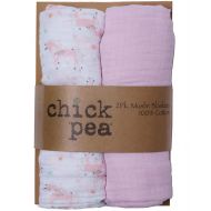 Chick Pea Muslin Swaddle Blankets in Shades of Pink - Set of 2 (Pink Unicorn)
