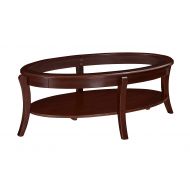 Ravenna Home Oval Wood and Glass Shelf Coffee Table, 49W, Dark Espresso