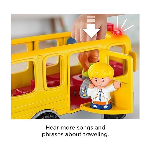 피셔프라이스 Fisher-Price Little People Musical Toddler Toy Sit with Me School Bus with Lights Sounds & 2 Figures for Ages 1+ Years