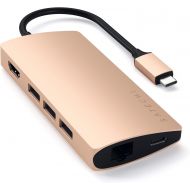 Satechi Aluminum Multi-Port Adapter V2-4K HDMI (30Hz), Gigabit Ethernet, USB-C Pass-Through, SDMicro Card Readers, USB 3.0 - Compatible with 2018 MacBook ProAir, 2018 iPad Pro (S