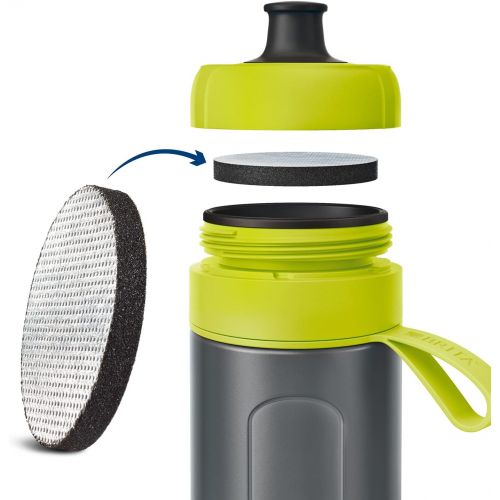  BRITA Active Lime Water Filter Bottle Durable Sports Water Bottle with Water Filter for Travelling Made of BPA-Free Plastic - Squeezable