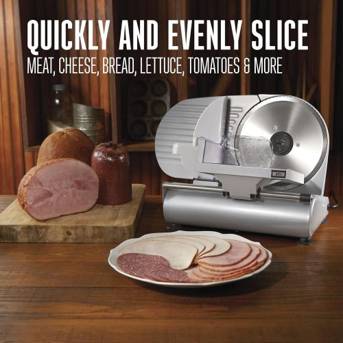  Weston Electric Meat Cutting Machine, Deli & Food Slicer, Adjustable Slice Thickness, Removable 9” Stainless Steel Blade, Non-Slip Suction Feet, Easy to Clean (61-0901-W)