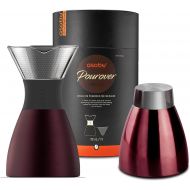 [아마존베스트]Asobu Red Insulated Pour Over Coffee Maker (32 oz.) Double-Wall Vacuum, Stainless-Steel Filter, Stays Hot Up to 12 Hours, 9 x 6 x 6 Inches
