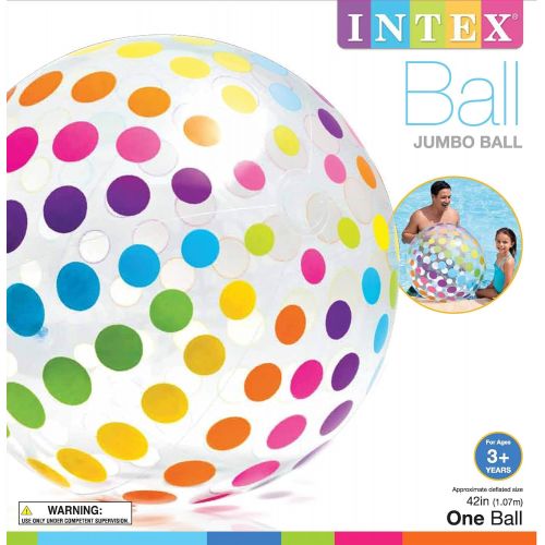 인텍스 Intex Jumbo Inflatable 42 Giant Beach Ball - Crystal Clear with Translucent Dots, 1 Pack