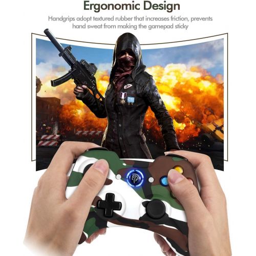  [아마존베스트]EasySMX PS3 Controller, 2.4G Wireless Gamepad, Gaming Controller for PS3/PC (Windows XP/ 7/8/ 8.1/10) / Android/Steam, Camouflage