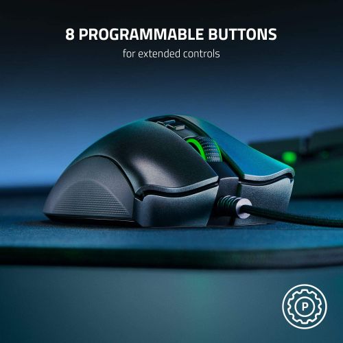 레이저 [아마존베스트]Razer DeathAdder V2 Gaming Mouse: 20K DPI Optical Sensor - Fastest Gaming Mouse Switch - Chroma RGB Lighting - 8 Programmable Buttons - Rubberized Side Grips - Classic Black