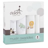 Aden + Anais Classic Swaddle Baby Blanket, 100% Cotton Muslin, Large 44 X 44 Inch, 4 Pack, Zoo-A-Roo