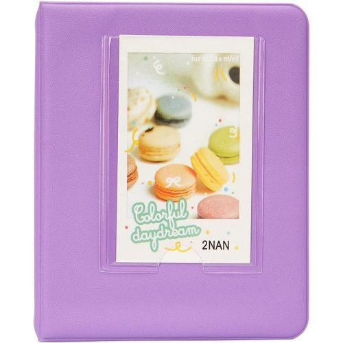  Alohallo 64 Pockets Mini Photo Album fit to Fujifilm Instax Mini 7s 8 8+ 9 25 26 50s 70 90 Instant Camera & Name Card with 40 Psc Stickers - Purple