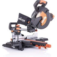 Evolution Power Tools R255SMS+ PLUS 10-Inch Sliding Miter Saw Plus Multi-Material Multi-Purpose Cutting Cuts Metal, Plastic, Wood & More 0˚ - 45˚ Bevel & 50˚ - 50˚ Miter Angles TCT Blade Included