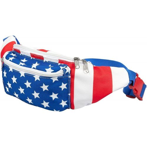 Juvale American Flag Patriotic Fanny Pack with Adjustable Straps, Waist Bag for Vacation (15 x 5 x 3 in)