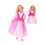 Little Adventures Sleeping Beauty Princess Dress Up Costume & Matching Doll Princess Dress (X-Large (Age 7-9))