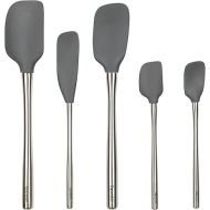 Tovolo Flex-Core Stainless Steel Handled Spatula Set of 5 for Meal Prep, Cooking, Baking, and More - Charcoal