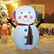 GOOSH 4 FT Christmas Inflatable Outdoor Cute Snowman, Blow Up Yard Decoration Clearance with LED Lights Built-in for Holiday/Party/Xmas/Yard/Garden