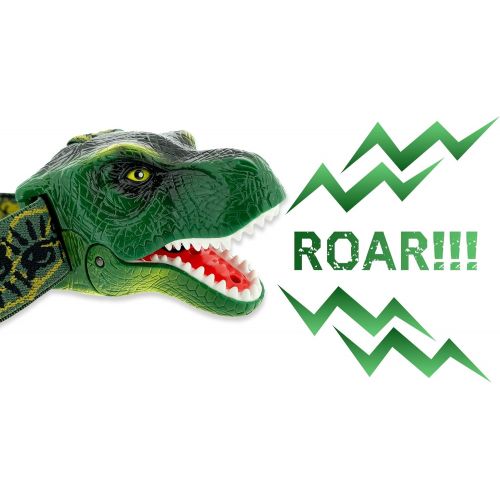  Sun Company The Original DinoBryte LED Headlamp - T-Rex Dinosaur Headlamp for Kids Dinosaur Toy Head Lamp Flashlight for Boys, Girls, or Adults Perfect for Camping, Hiking, Reading, and Partie