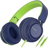 AILIHEN C8 Headphones Wired, On-Ear Headphones with Microphone and Volume Control, Corded 3.5mm Headset for Boys Girl School Smartphones Chromebook Laptop Computer Tablets Airplane Travel (Blue Green)