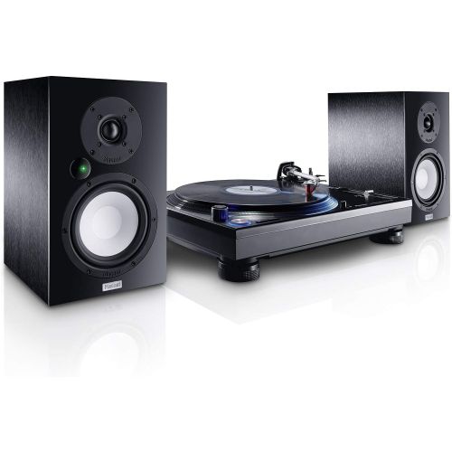  Magnat Multi Monitor 220 | Active Speaker Set with aptX Bluetooth, Phono Input and Remote Control | Complete System for Vinyl and Streaming Users, Black