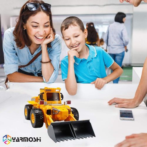  YARMOSHI Bulldozer Robot Tractor with Remote Control and USB Charger. Lights Up with Flashing Lights. Plays Music and Dances. Fun Gift for Boys and Girls, 7.5x7x10 Inches. Age 5+.