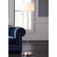 Simplicity Modern Floor Lamp Brushed Nickel Off White Tapered Drum Shade for Living Room Reading Bedroom Office - Possini Euro Design