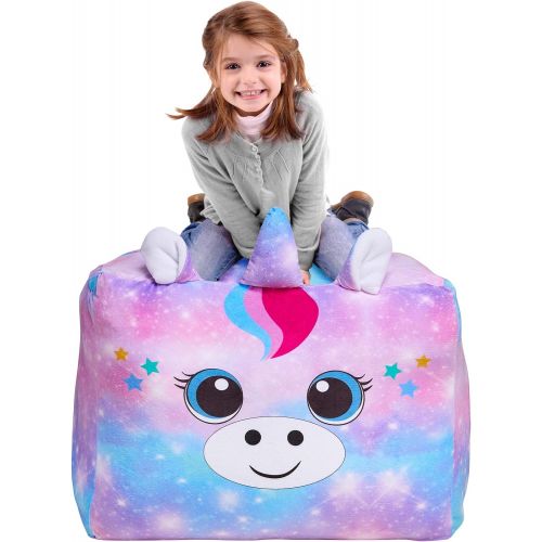  [아마존베스트]MHJY Stuffed Animals Storage Bean Bag Large Unicorn Bean Bag Chairs Cover for Kids Soft Velvet Plush Toy Storage Organizer Stuffed Toy Storage Bag(No Stuffing)