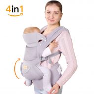 TIANCAIYIDING Ergonomic Baby Carrier with Hip Seat Soft & Breathable Baby Carriers,All Positions Front and Back for Infants to Toddlers,Up to 44lbs,Grey (Light Grey)