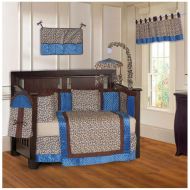 BabyFad Leopard Blue 10 Piece Baby Crib Bedding Set