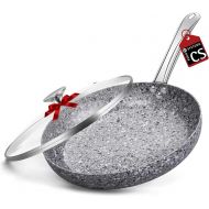 KOCH SYSTEME CS 11 Nonstick Frying Pan-Granite Skillet with Lid, Fry Pan with APEO and PFOA-Free Stone Derived Coating, Aluminum Alloy Pan, Oven Safe