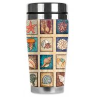 Mugzie MAX - 20-Ounce Stainless Steel Travel Mug with Insulated Wetsuit Cover - Sea Shore