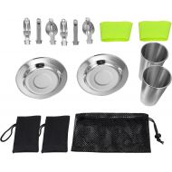 DOITOOL 11pcs Camping Cookware Set Campfire Kettle Cooking Kit Pots Pan Cooking Supplies for Outdoor Backpacking Hiking Picnic Fishing
