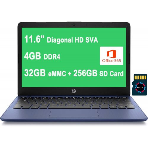 에이치피 HP Stream 2021 Premium 11 Laptop I 11.6 Diagonal HD SVA Anti-Glare I Intel Celeron N4000 Processor I 4GB DDR4 32GB eMMC + 256GB SD Card I USB-C HDMI Microsoft 365 Win10 + 32GB Micr